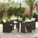 vidaXL Ensemble de salle à manger pour jardin 5 Pièces Marron Poly rotin
