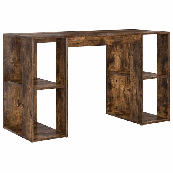 vidaXL Bureau avec Rangement Chêne fumé 130 x 50 5 x 75 cm