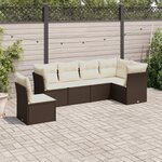 vidaXL Salon de jardin avec coussins 6 Pièces marron résine tressée