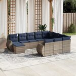 vidaXL Salon de jardin 11 Pièces avec coussins gris résine tressée