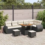 vidaXL Ensemble de canapé de jardin 9 Pièces Noir polyrotin