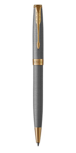 PARKER Sonnet Stylo bille  argent ciselé  Recharge noire pointe moyenne  Coffret cadeau