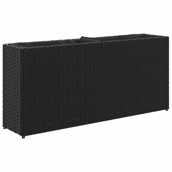 vidaXL Jardinière avec 2 pots noir 90x20x40 cm résine tressée