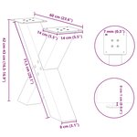 vidaXL Pieds de table basse en forme de X  2 pièces  acier naturel  60 x (42-43) cm