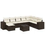 vidaXL Salon de jardin avec coussins 9 Pièces marron résine tressée