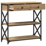 vidaXL Table Console avec tiroir chêne artisanal 75 x 28 x 75 cm
