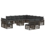 vidaXL Ensemble de canapé de jardin 14 Pièces Gris polyrotin