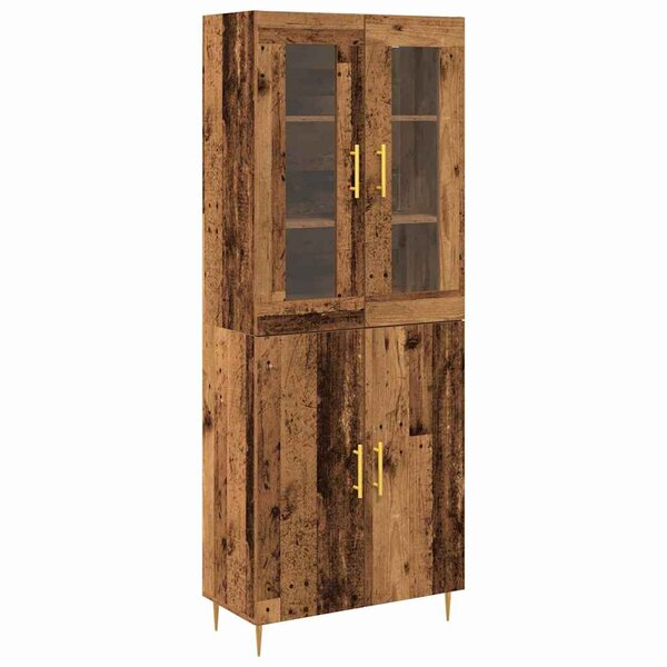 vidaXL Haut Armoire Montage mural 2 Pièces Bois ancien 69 5 x 34 x 180 cm