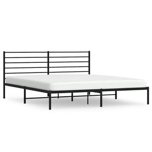 vidaXL Cadre de lit métal sans matelas avec tête de lit noir 193x203cm