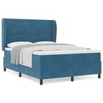 vidaXL Lit à ressorts avec matelas bleu foncé 140 x 190 cm en velours