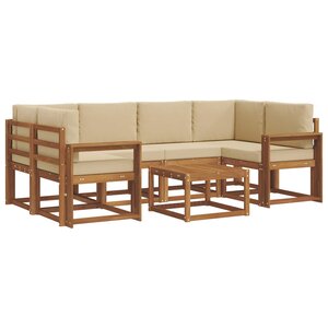 vidaXL Ensemble de canapés d'extérieur 7 Pièces Naturel et Beige