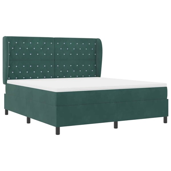 vidaXL Lit à ressorts avec matelas Vert foncé 180 x 200 cm Velours