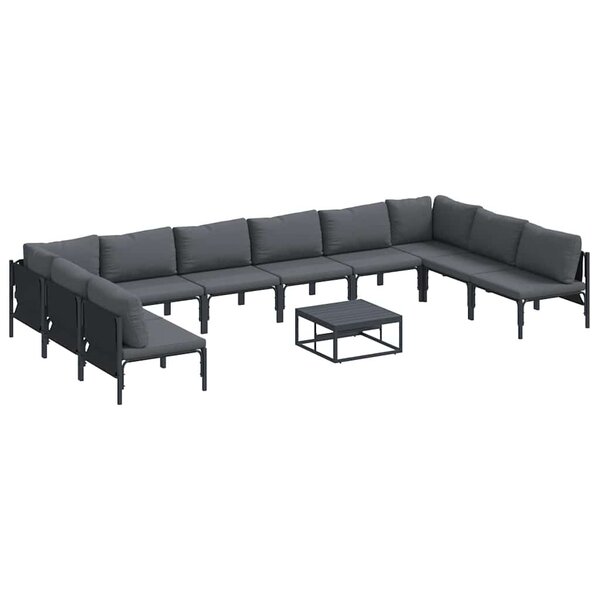vidaXL Ensemble de canapé de jardin 11 Pièces Anthracite Acier