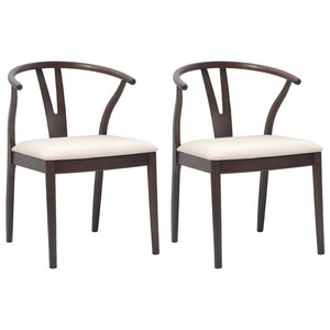 vidaXL Chaise de salle à manger 2 pc Bois de Caoutchouc Massif