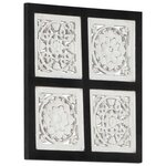 vidaXL Panneau mural sculpté à la main MDF 40x40x1 5 cm Noir et blanc