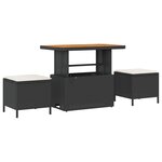 Canapé de jardin 9 pièces avec coussins noir poly rattan acacia