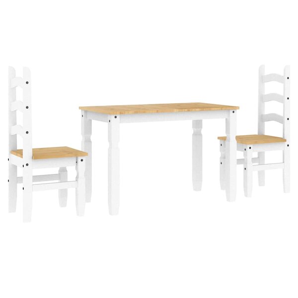 vidaXL Ensemble à manger Panama 3 Pièces blanc bois de pin massif
