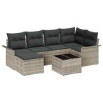 vidaXL Ensemble de canapé de jardin 7 Pièces Gris clair Poly rotin