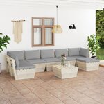 vidaXL Salon de jardin palette 8 Pièces avec coussins bois d'épicéa