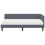 vidaXL Cadre de lit d'angle avec matelas 2 Pièces Gris Velours