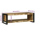 vidaXL Table Basse 120x50x38 cm Bois Massif de Mangue