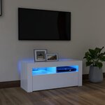 vidaXL Meuble TV avec lumières LED blanc 90x35x40 cm