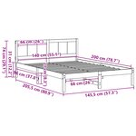 vidaXL Cadre de lit blanc Blanc Bois de pin massif 140 x 200 cm