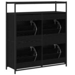 vidaXL Armoire à Chaussures avec stockage Chêne noir 100 x 34 x 112 cm