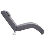 vidaXL Chaise longue avec oreiller Gris Similicuir