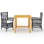 vidaXL Ensemble de salle à manger de jardin 3 Pièces Marron