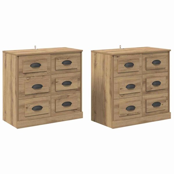 vidaXL Buffets avec tiroir 2 Pièces Chêne artisanal 70 x 35 5 x 67 5 cm