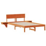 vidaXL Cadre de lit avec tête de lit Brun cire 135 x 190 cm Pin massif