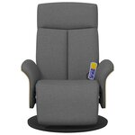 vidaXL Fauteuil inclinable de massage et repose-pieds gris foncé tissu