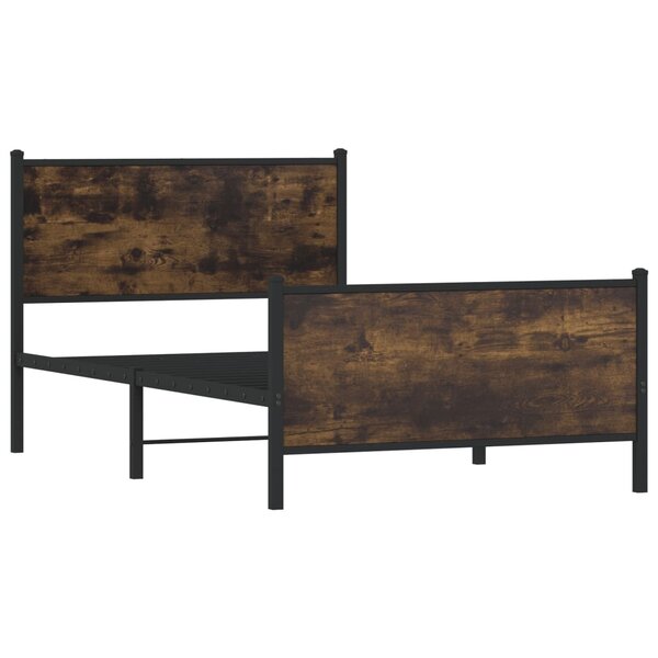 vidaXL Cadre de lit en métal sans matelas chêne fumé 100x190 cm