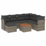 vidaXL Salon de jardin 8 Pièces avec coussins gris résine tressée
