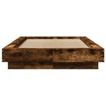 vidaXL Cadre de lit et lumières LED sans matelas chêne fumé 100x200 cm