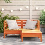 vidaXL Canapé de jardin 2 places repose-pied cire marron bois massif