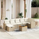 vidaXL Salon de jardin avec coussins 8 Pièces beige résine tressée