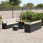 vidaXL Ensemble de canapé de jardin 11 Pièces Noir et Crème polyrotin