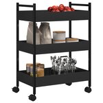 vidaXL Chariot de cuisine noir 50x30x70 cm bois d'ingénierie