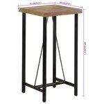 vidaXL Table de bar 55x55x107 cm bois massif de récupération et fer