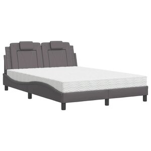 vidaXL Lit avec matelas gris 140x200 cm similicuir