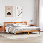 vidaXL Cadre de lit et tête de lit sans matelas cire marron 180x200 cm