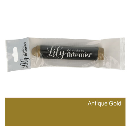 Stick Lily Antique Gold - Peinture À L'Huile - 10X1 7 Cm