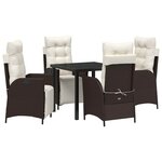 vidaXL Ensemble de salle à manger pour jardin 5 Pièces Marron Poly rotin