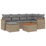 vidaXL Salon de jardin avec coussins 7Pièces mélange beige résine tressée
