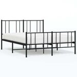 vidaXL Cadre de lit métal sans matelas avec pied de lit noir 120x200cm