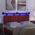 vidaXL Tête de lit suspendue Avec lumière LED Bordeaux Simili cuir