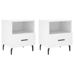 vidaXL Tables de chevet 2 Pièces blanc 40x35x47 5 cm bois d’ingénierie