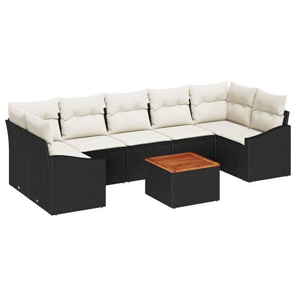 vidaXL Ensemble de canapé de jardin 8 Pièces Noir  blanc